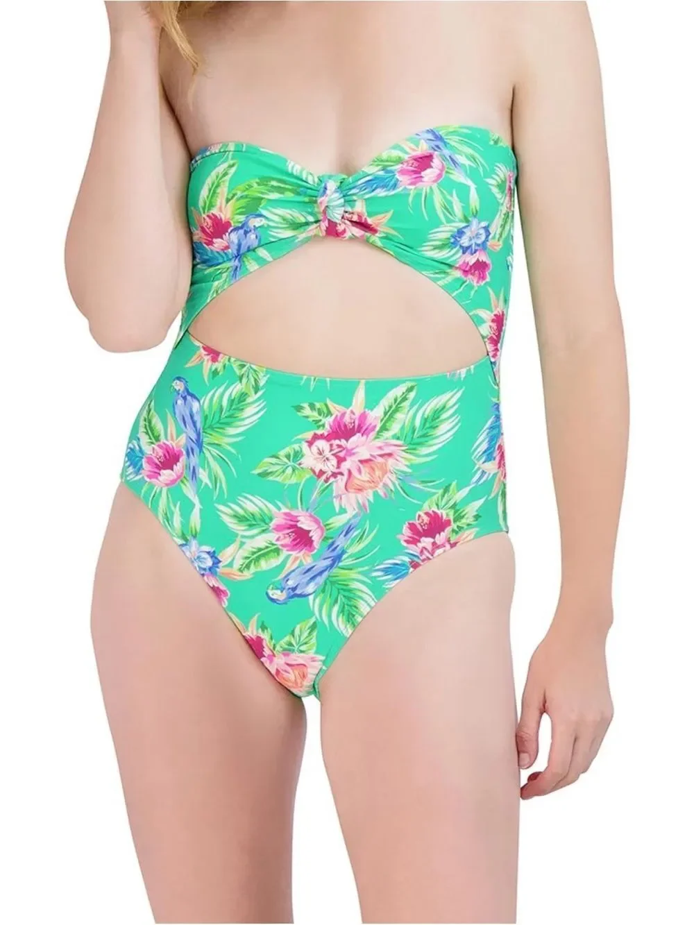 BCBGeneration Women's One Piece Swimsuit Knot Front Cut Out Tummy Control, NWT
